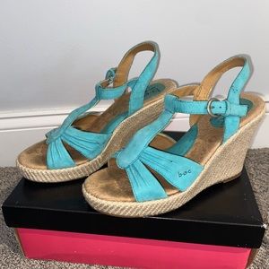 Teal wedge heels